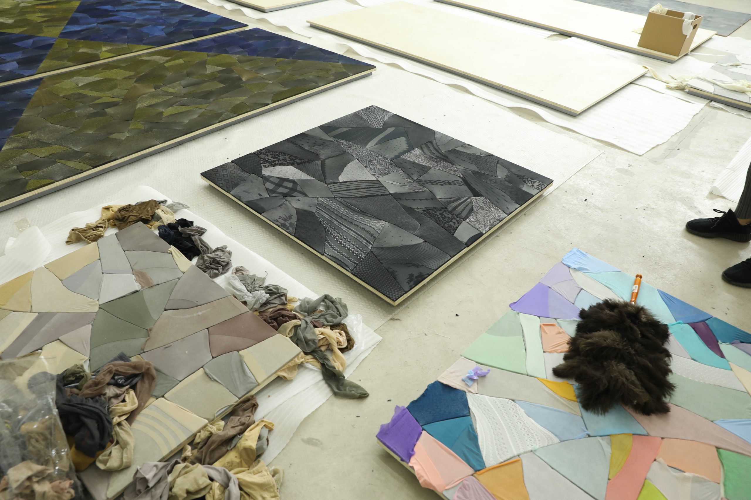 Assorted nylon stockings and works in progress in Ma Qiusha's studio. Photo commissioned by the Smart Museum of Art during an artist interview. Photo by Yaya Rotem.