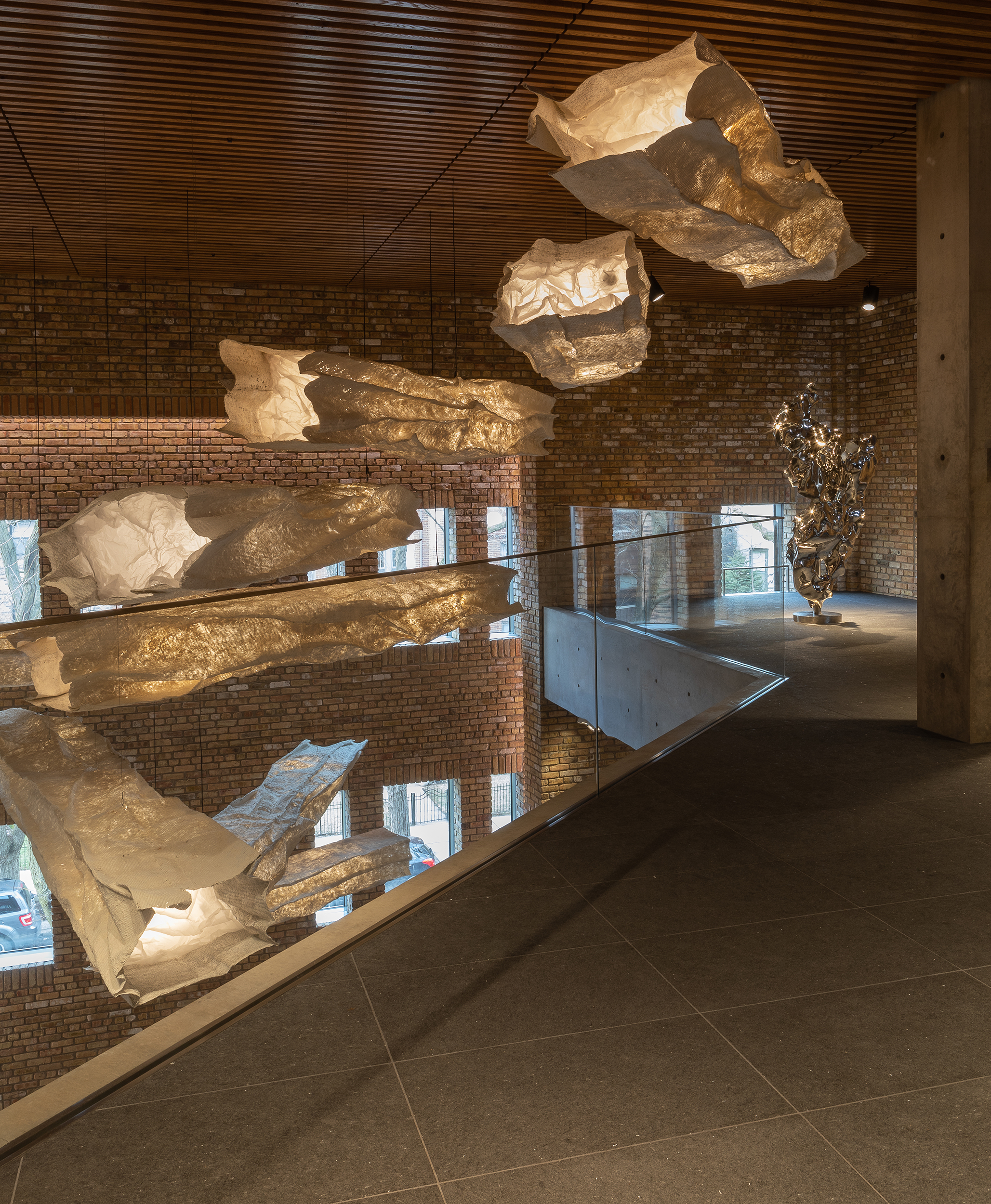 Shi Hui, Float, 2000/2007/2013, and Zhan Wang, Ornamental Rock, 1996. Installation view of The Allure of Matter: Material Art from China at Wrightwood 659. Courtesy of the artist.