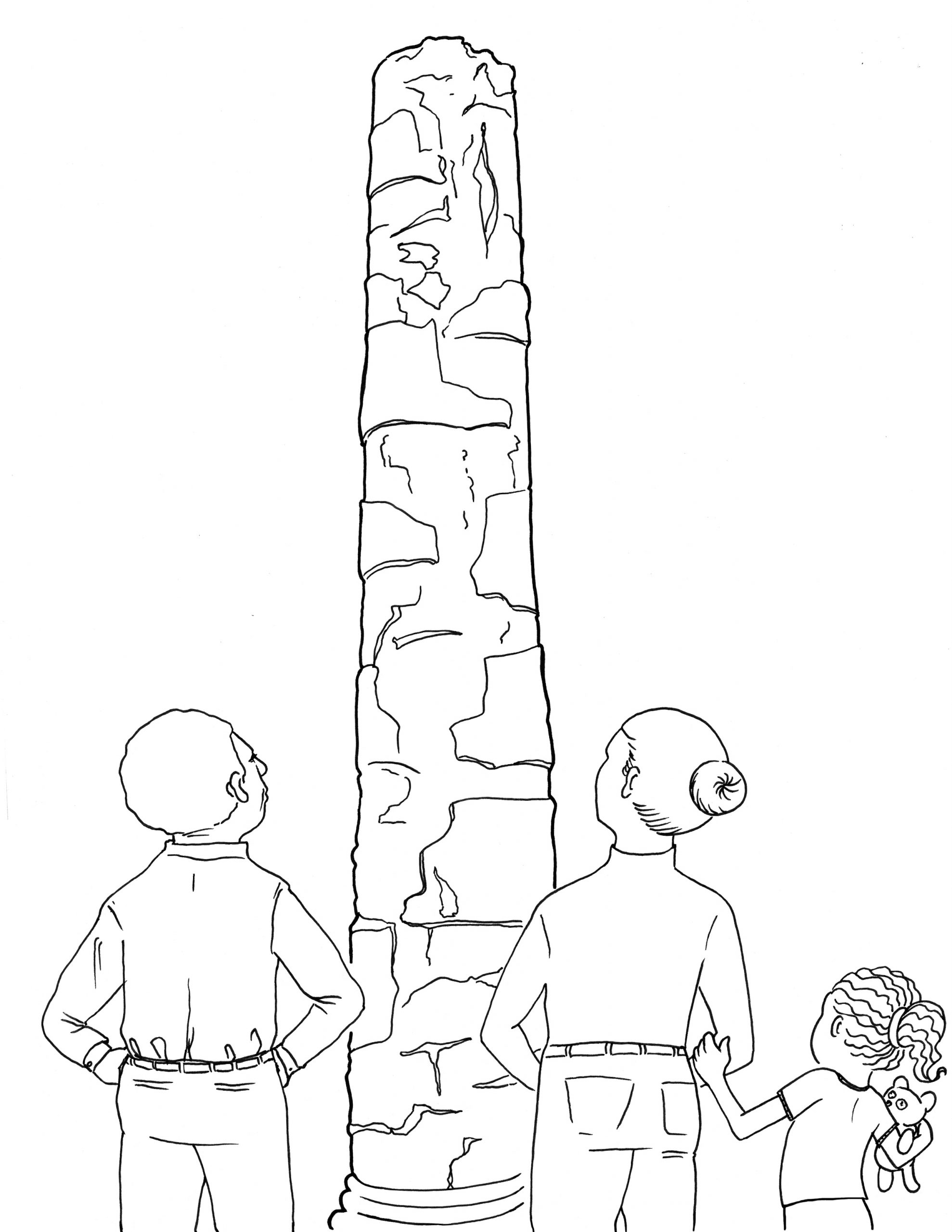 Coloring page inspired by Sun Yuan Peng Yu, Civilization Pillar