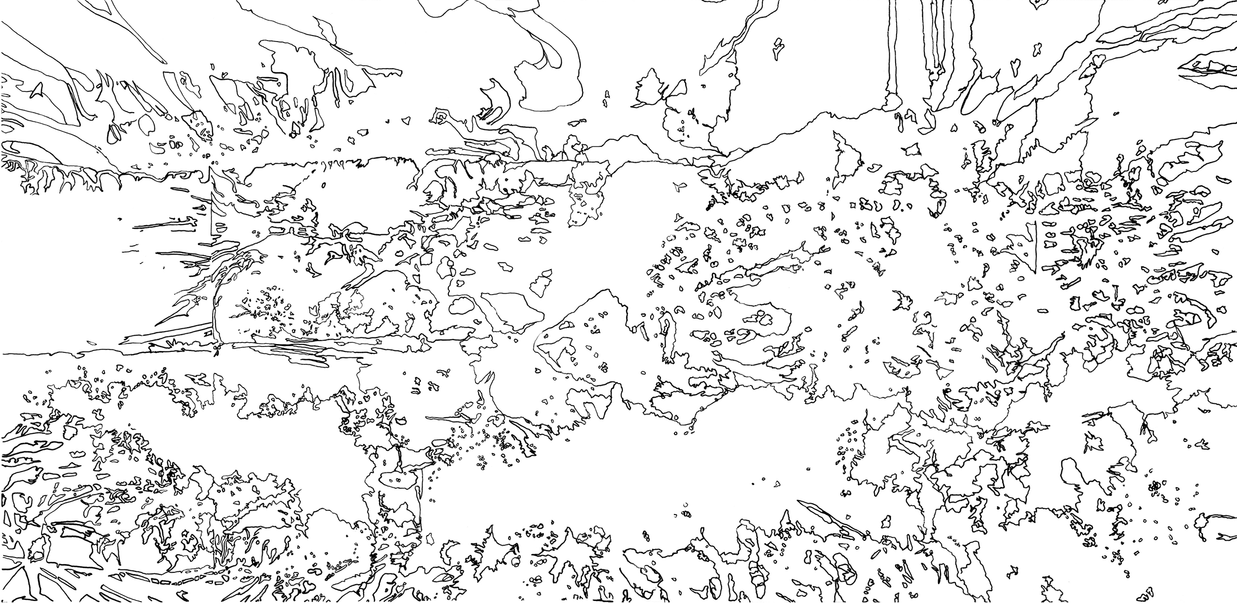 Coloring page inspired by Cai Guo-Qiang, Mountain Range, 2006. Drawn by Erik L. Peterson for the Smart Museum of Art at the University of Chicago.